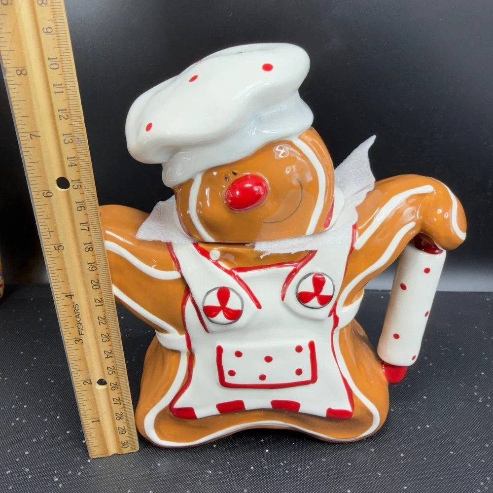 Blue Sky Heather Goldminc Christmas Ginger Bread Teapot Carafe Ceramic‎ Holiday